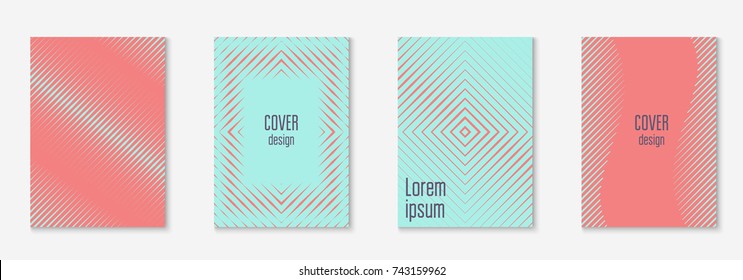 Cool cover template set. Minimal trendy vector with halftone gradients. Geometric cool cover template for flyer, poster, brochure and invitation. Minimalistic colorful shapes. Abstract illustration.
