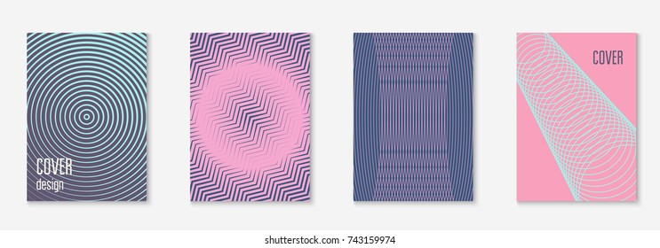 Cool cover template set. Minimal trendy vector with halftone gradients. Geometric cool cover template for flyer, poster, brochure and invitation. Minimalistic colorful shapes. Abstract illustration.
