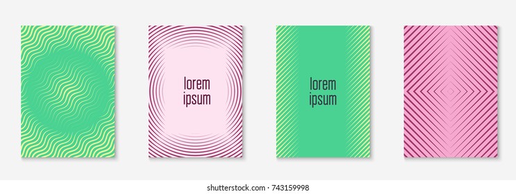 Cool cover template set. Minimal trendy vector with halftone gradients. Geometric cool cover template for flyer, poster, brochure and invitation. Minimalistic colorful shapes. Abstract illustration.