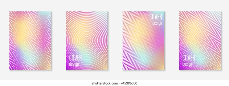 Cool cover template set. Minimal trendy vector with halftone gradients. Geometric cool cover template for flyer, poster, brochure and invitation. Minimalistic colorful shapes. Abstract illustration.