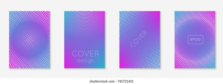 Cool cover template set. Minimal trendy vector with halftone gradients. Geometric cool cover template for flyer, poster, brochure and invitation. Minimalistic colorful shapes. Abstract illustration.