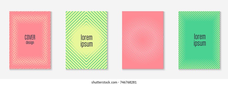 Cool cover template set. Minimal trendy vector with halftone gradients. Geometric cool cover template for flyer, poster, brochure and invitation. Minimalistic colorful shapes. Abstract illustration.