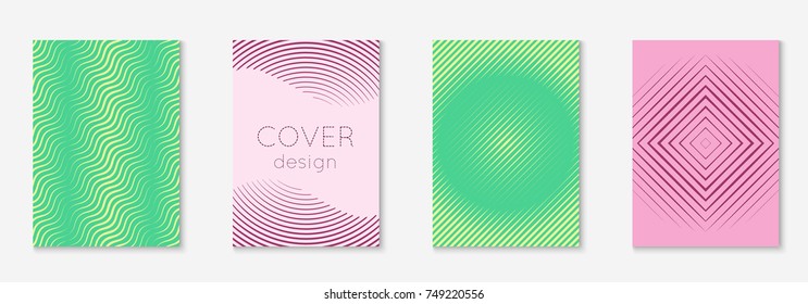 Cool cover template set. Minimal trendy vector with halftone gradients. Geometric cool cover template for flyer, poster, brochure and invitation. Minimalistic colorful shapes. Abstract illustration.