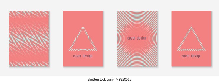 Cool cover template set. Minimal trendy vector with halftone gradients. Geometric cool cover template for flyer, poster, brochure and invitation. Minimalistic colorful shapes. Abstract illustration.