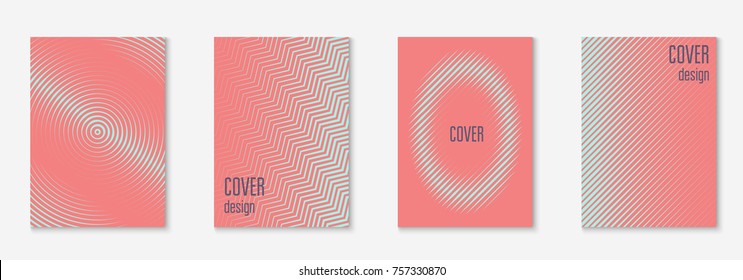 Cool cover template set. Minimal trendy vector with halftone gradients. Geometric cool cover template for flyer, poster, brochure and invitation. Minimalistic colorful shapes. Abstract illustration.