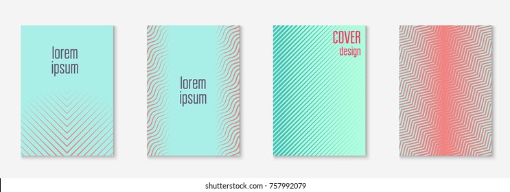 Cool cover template set. Minimal trendy vector with halftone gradients. Geometric cool cover template for flyer, poster, brochure and invitation. Minimalistic colorful shapes. Abstract illustration.