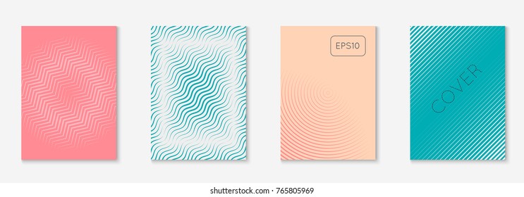 Cool cover template set. Minimal trendy vector with halftone gradients. Geometric cool cover template for flyer, poster, brochure and invitation. Minimalistic colorful shapes. Abstract illustration.