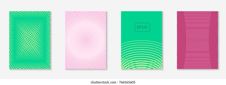 Cool cover template set. Minimal trendy vector with gradients for flyer, poster, brochure and invitation. Minimalistic colorful shapes. Abstract illustration.