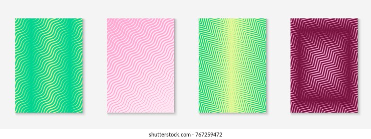 Cool cover template set. Minimal trendy vector with halftone gradients. Geometric cool cover template for flyer, poster, brochure and invitation. Minimalistic colorful shapes. Abstract illustration.