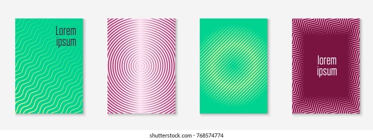 Cool cover template set. Minimal trendy vector with halftone gradients. Geometric cool cover template for flyer, poster, brochure and invitation. Minimalistic colorful shapes. Abstract illustration.