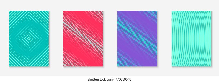 Cool cover template set. Minimal trendy vector with halftone gradients. Geometric cool cover template for flyer, poster, brochure and invitation. Minimalistic colorful shapes. Abstract illustration.