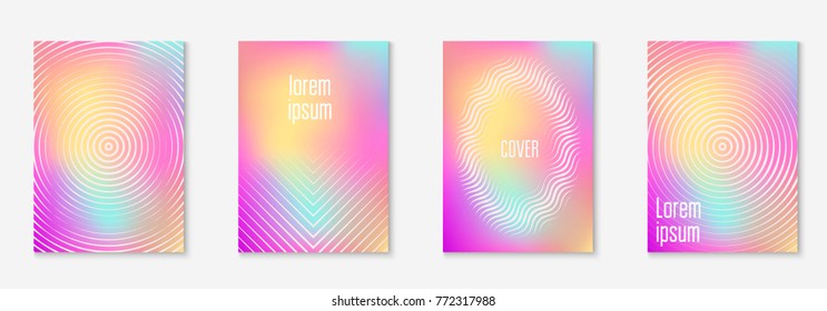 Cool cover template set. Minimal trendy vector with halftone gradients. Geometric cool cover template for flyer, poster, brochure and invitation. Minimalistic colorful shapes. Abstract illustration.