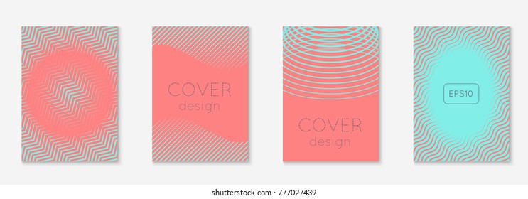Cool cover template set. Minimal trendy vector with halftone gradients. Geometric cool cover template for flyer, poster, brochure and invitation. Minimalistic colorful shapes. Abstract illustration.