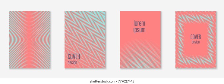 Cool cover template set. Minimal trendy vector with halftone gradients. Geometric cool cover template for flyer, poster, brochure and invitation. Minimalistic colorful shapes. Abstract illustration.