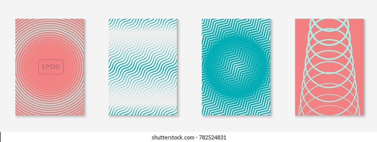Cool cover template set. Minimal trendy vector with halftone gradients. Geometric cool cover template for flyer, poster, brochure and invitation. Minimalistic colorful shapes. Abstract illustration.