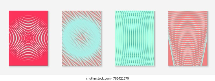 Cool cover template set. Minimal trendy vector with halftone gradients. Geometric cool cover template for flyer, poster, brochure and invitation. Minimalistic colorful shapes. Abstract illustration.