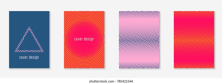 Cool cover template set. Minimal trendy vector with halftone gradients. Geometric cool cover template for flyer, poster, brochure and invitation. Minimalistic colorful shapes. Abstract illustration.