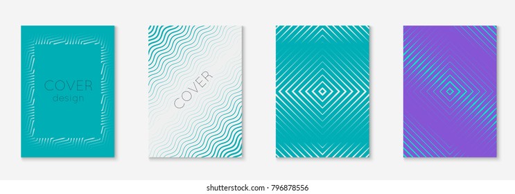 Cool cover template set. Minimal trendy vector with halftone gradients. Geometric cool cover template for flyer, poster, brochure and invitation. Minimalistic colorful shapes. Abstract illustration.