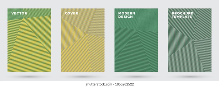 El frío cubre el diseño vectorial. Gradientes geométricos de líneas de semitono. Colección de diseños de página de título. Tapas abstractas de textura de líneas de semitono. Plantillas de fondo de presentación Rectangle.