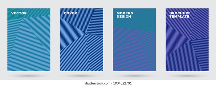 Cool covers vector design. Geometric halftone lines gradients. Title page layouts collection. Halftone lines texture simple covers. Rectangle flyer background templates.