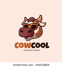 Cool Cow Logo Ilustración Creative Funky