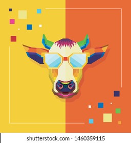  Cool Cow In Colorful WPAP Art Style