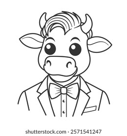 Cool cow wearing a suit for coloring
