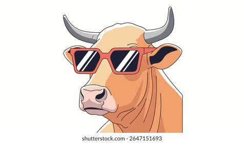 Cool Cow Wearing Sunglasses Funny Farm Animal