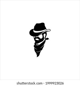 cool cowboy logo design with beard