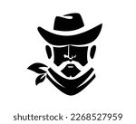 Cool Cowboy with Moustache Silhouette