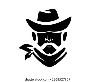 Cool Cowboy with Moustache Silhouette