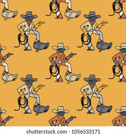 Cool cowboy seamless pattern. Original design for print or digital media.