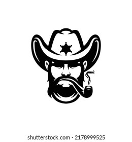 Cool Cowboy Sheriff Logo Design