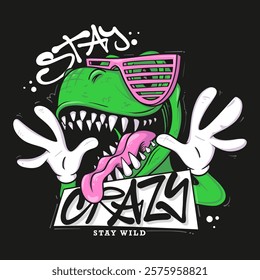 Cool Crazy Insane Dinosaur T-shirt Design