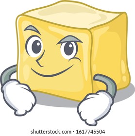 Cool creamy butter mascot character with Smirking face