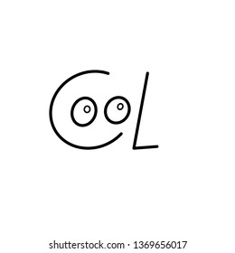 Cool. Creative word writing. Hand lettering. Black graphic print. Vector design element.