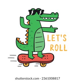 cool crocodile cartoon vector illustration