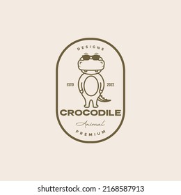 cool crocodile with sunglasses logo design vector graphic symbol icon illustration creative idea