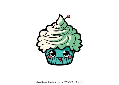 Cool Cupcake Character Vector Illustration