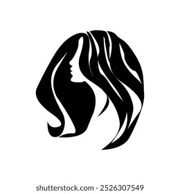 Cool curly beautiful woman hairstyle vector symbol