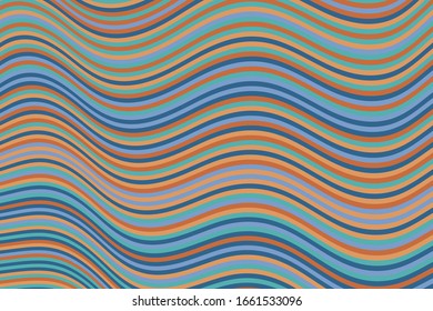 Cool curve wave stripes warp vector background graphic design. Dynamic movement of waves, curve stripes, warp ribbons. Vibrant wavy flow abstract background. Geometric dynamimc wallpaper.