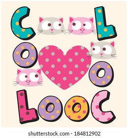 Cool Cute Cat hand draw animal, cartoon character, cat vector t-shirt print kid graphic