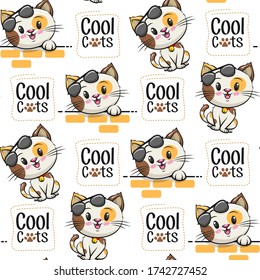 Cool Cute Cats Pattern Cartoon Illustration