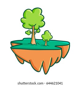 Cool and cute flying ground with trees - vector.