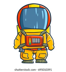 Cool, cute, and funny astronaut standing ready for launch - vector.