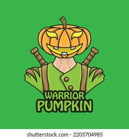 cool and cute halloween cartoon warrior knight pumpkin design