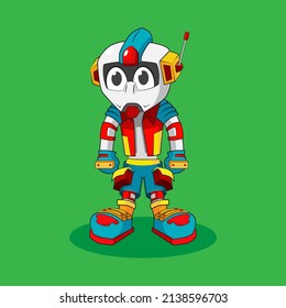 cool and cute little robot, illustration vector character.