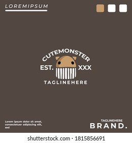 Cool cute monster illustration for poster, sticker, logo, or apparel merchandise.With tribal and hipster style.