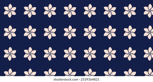 Patrón fresco y lindo de la flor de la orquídea en color crema sobre fondo azul