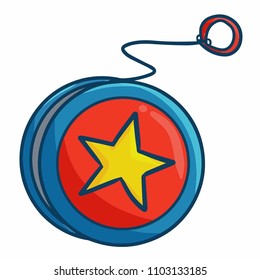 Cool and cute red blue yoyo with star - vector.